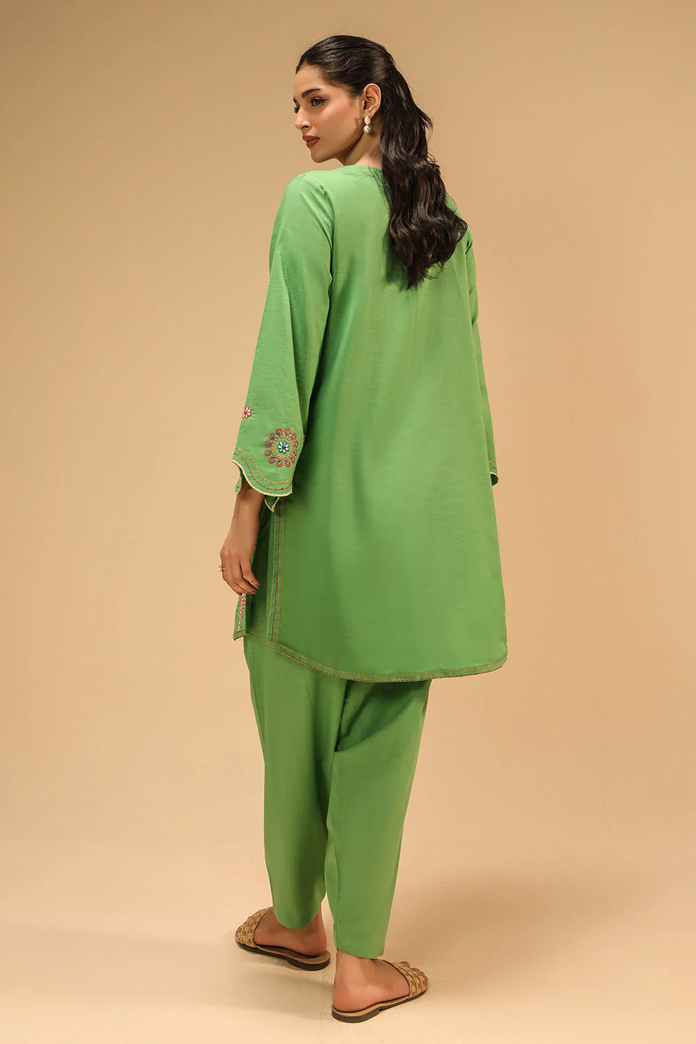 Cotton Viscose Slub Embroidered Co-Ord Set - Image 6
