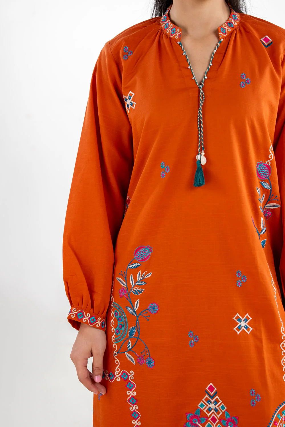 Cotton Viscose Slub Embroidered Co-Ord Set - Image 2