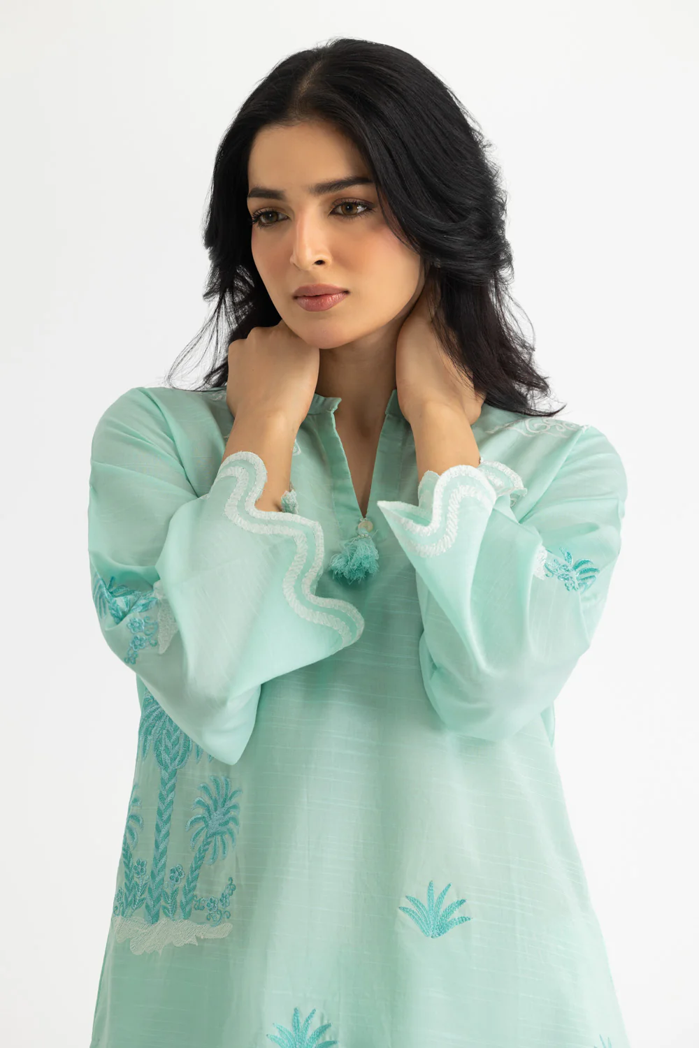 Cotton Viscose Slub Embroidered Co-Ord Set - Image 5