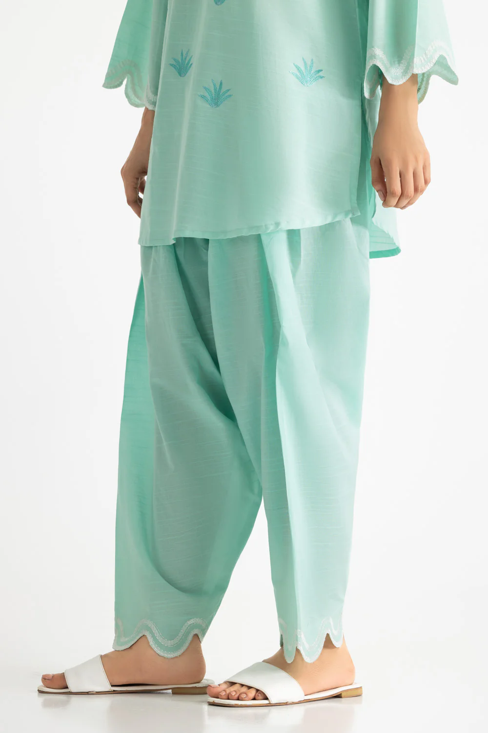 Cotton Viscose Slub Embroidered Co-Ord Set - Image 7