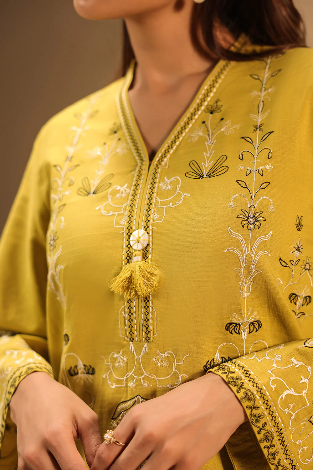 Cotton Viscose Slub Embroidered Co-Ord Set - Image 2