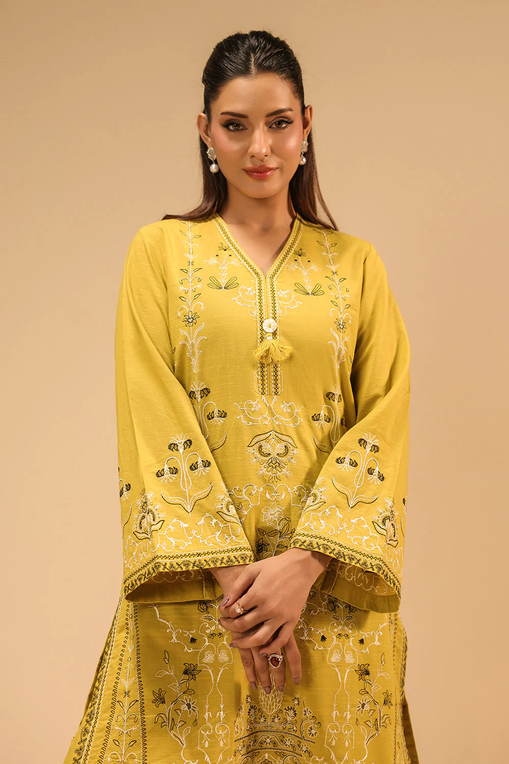 Cotton Viscose Slub Embroidered Co-Ord Set - Image 5
