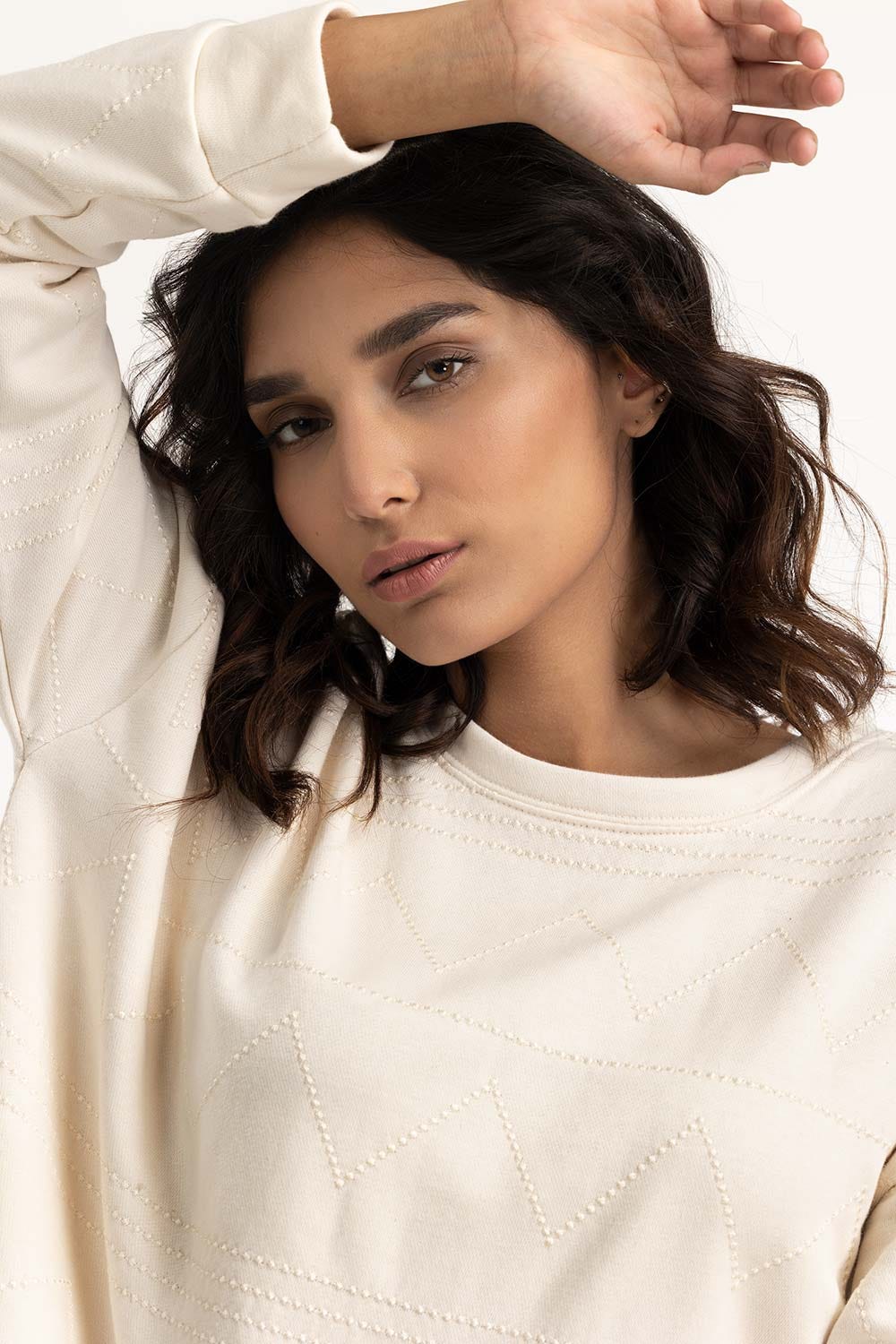 Cream Embroidered Sweatshirt - Image 3