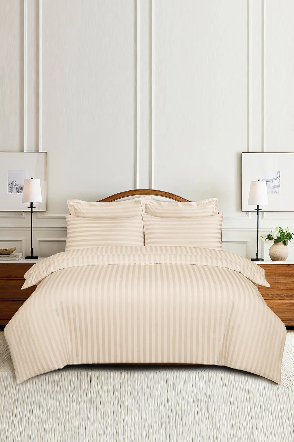 Cream Stripe Satin T-250 Quilt Cover Set 25 - Image 2