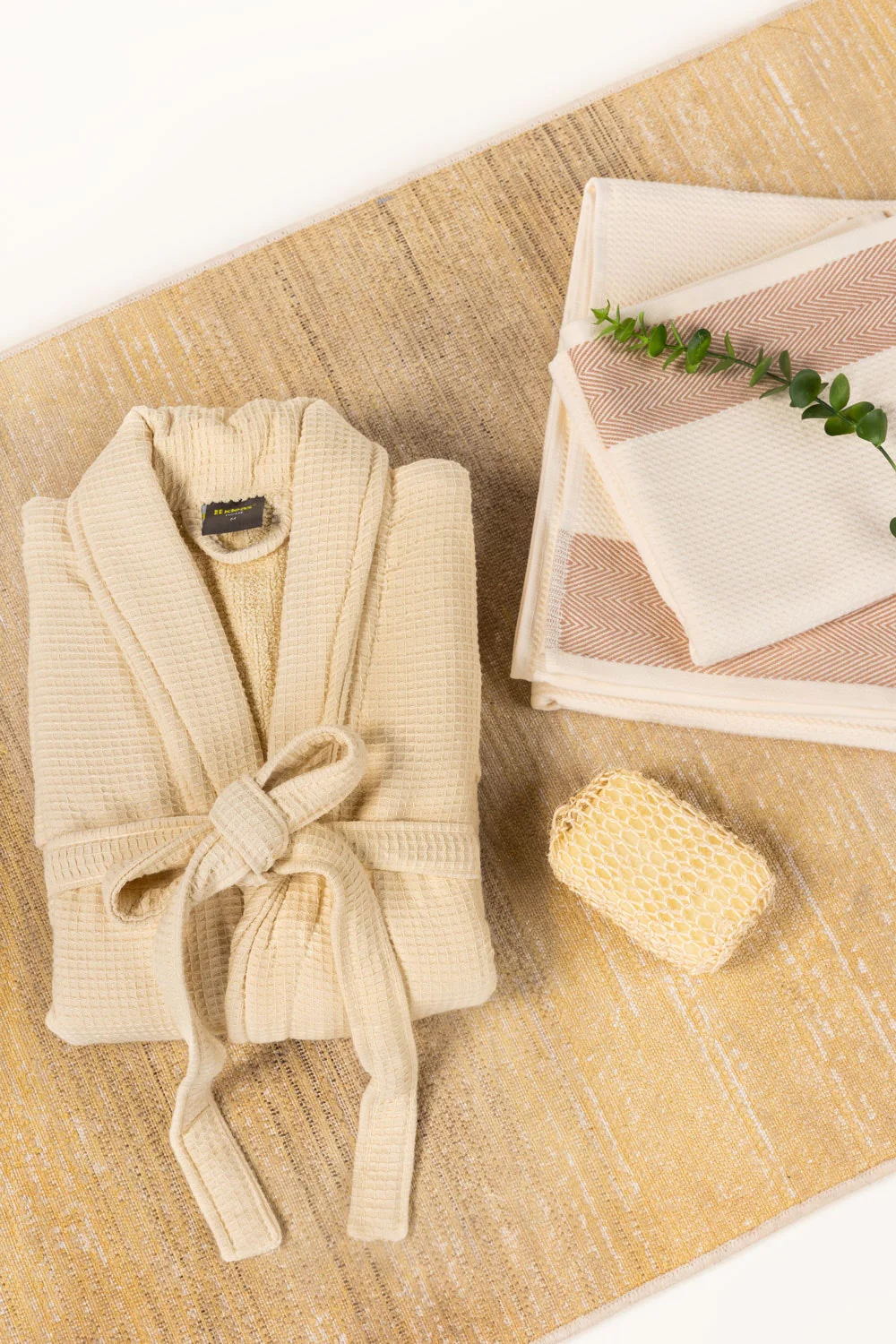 Cream Waffle Bathrobe 25 - Image 5