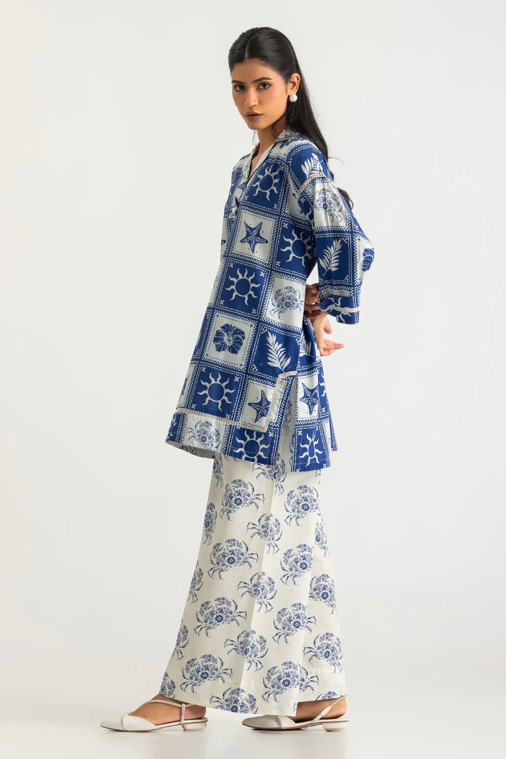 Cross Hatch Printed Co-Ord Set With Embroidered - Image 4