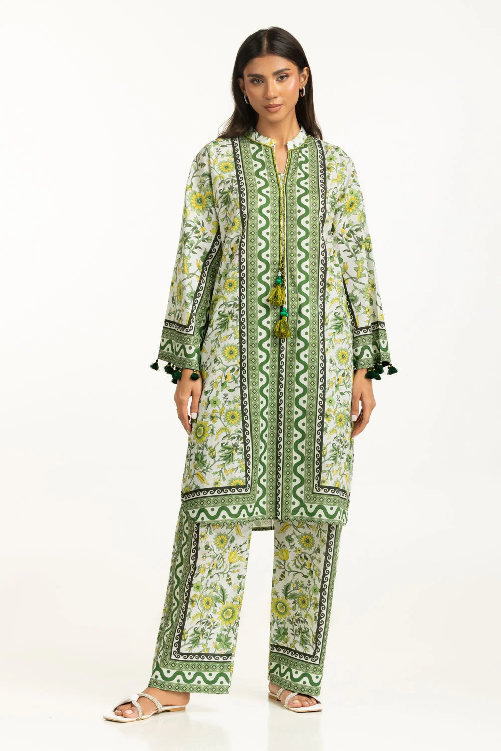 Cross Slub Printed Co-Ord Set