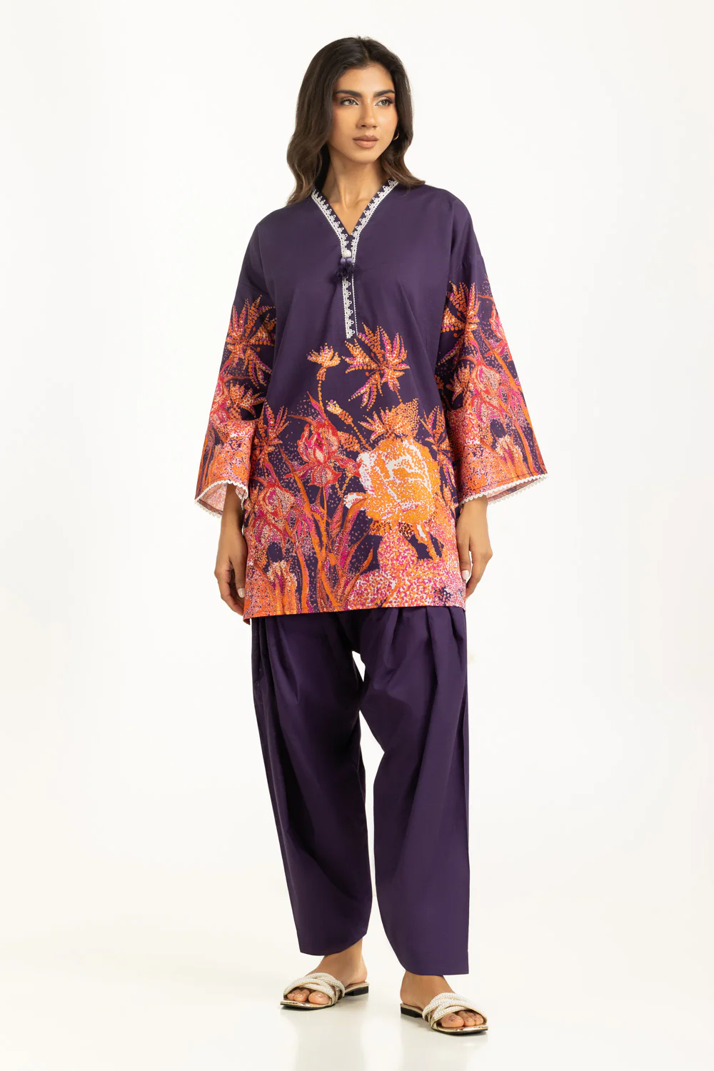 Cross Slub Printed Co-Ord Set