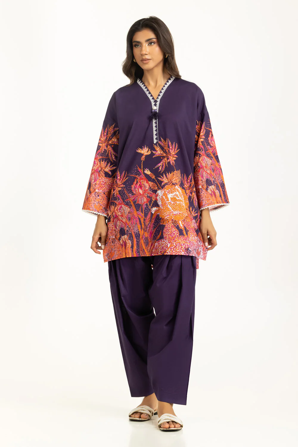 Cross Slub Printed Co-Ord Set - Image 3