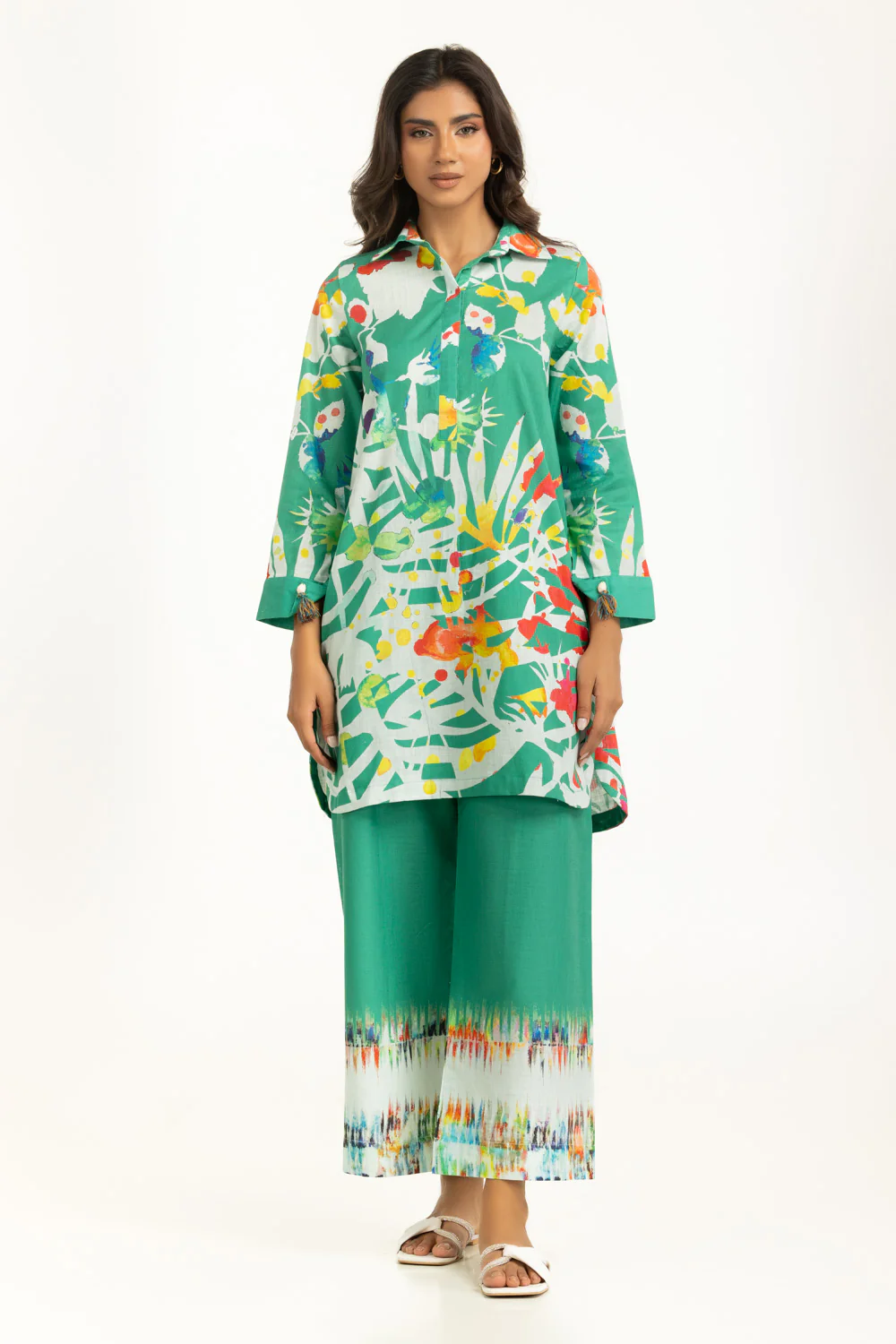 Cross Slub Printed Co-Ord Set