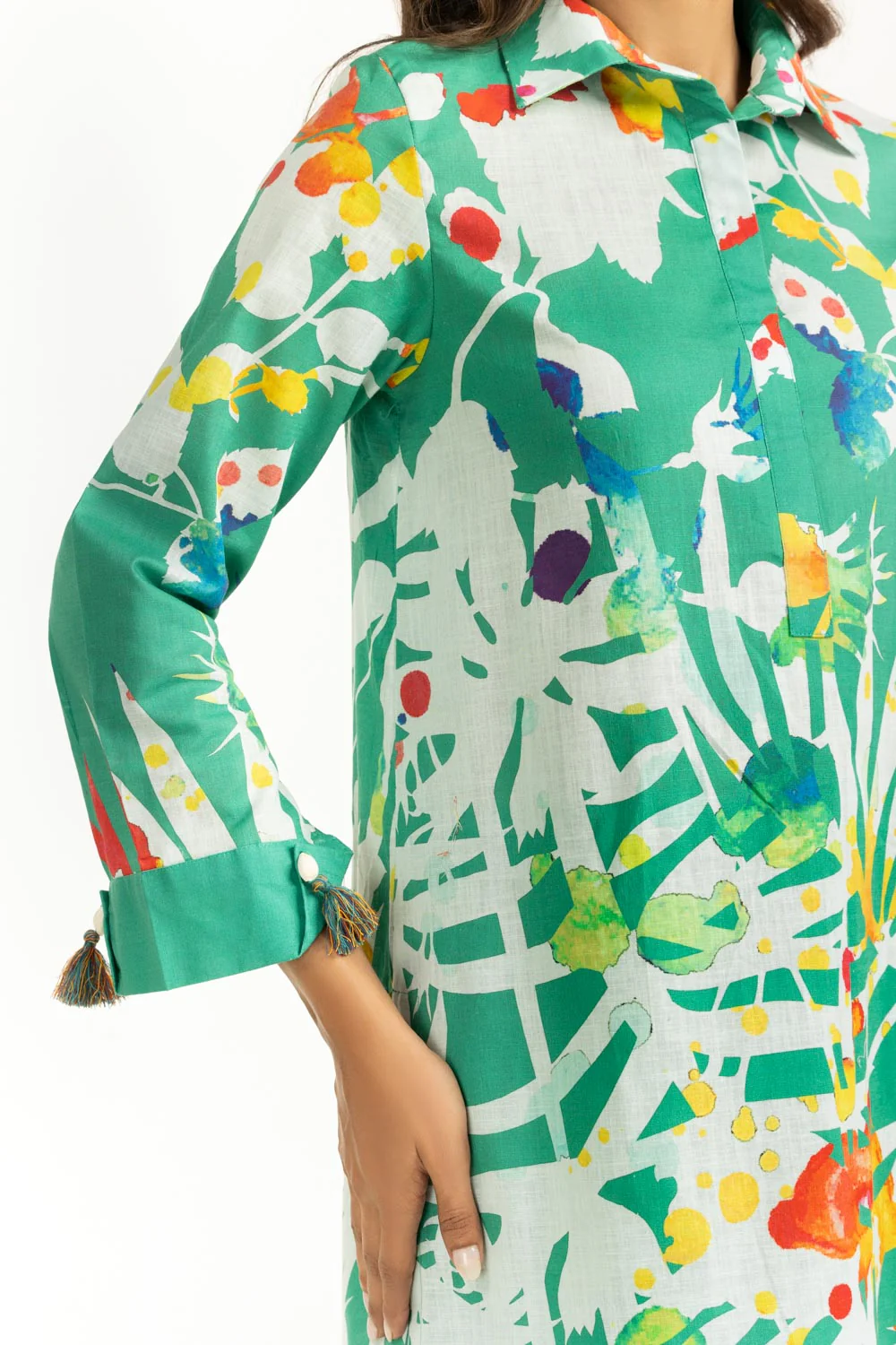 Cross Slub Printed Co-Ord Set - Image 2