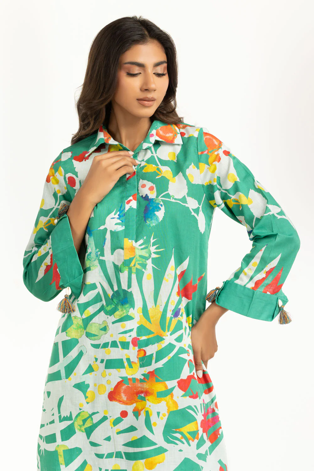 Cross Slub Printed Co-Ord Set - Image 3