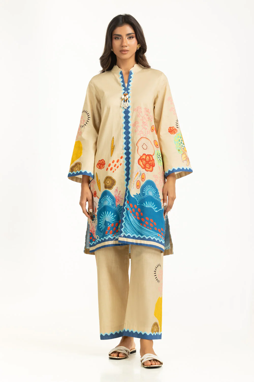 Cross Slub Printed Co-Ord Set