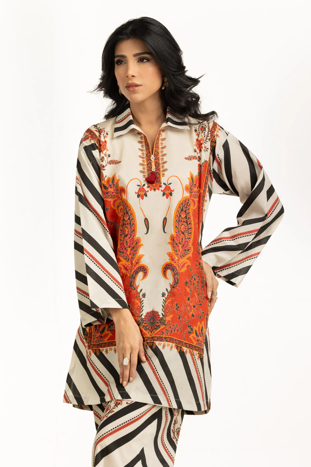 Cross Slub Printed Co-Ord Set - Image 3