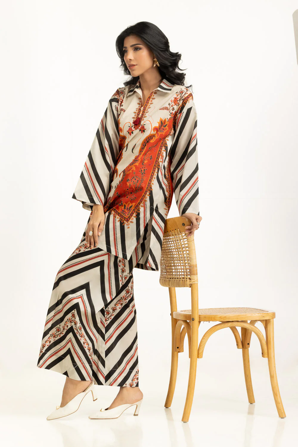 Cross Slub Printed Co-Ord Set - Image 5