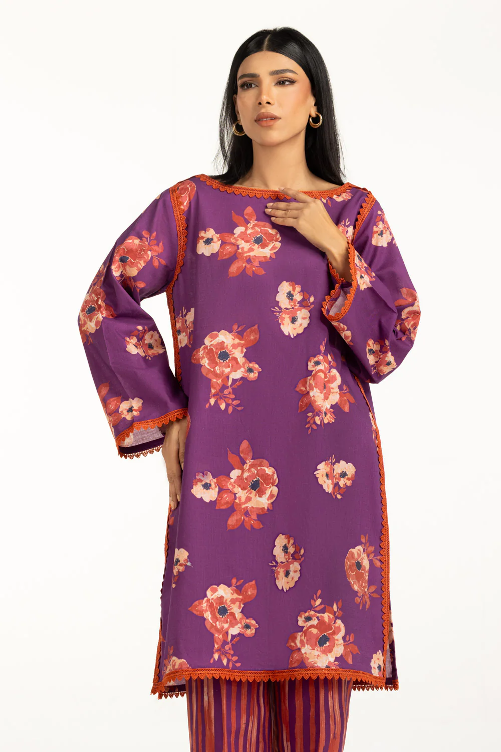 Cross Slub Printed Co-Ord Set - Image 3