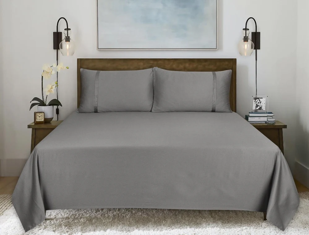 Dark Grey T-200 Bed Sheet Set - Image 2