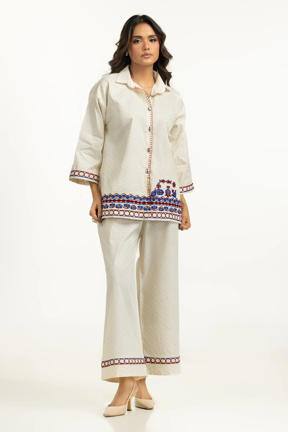 Denier Jacquard Embroidered Co-Ord Set