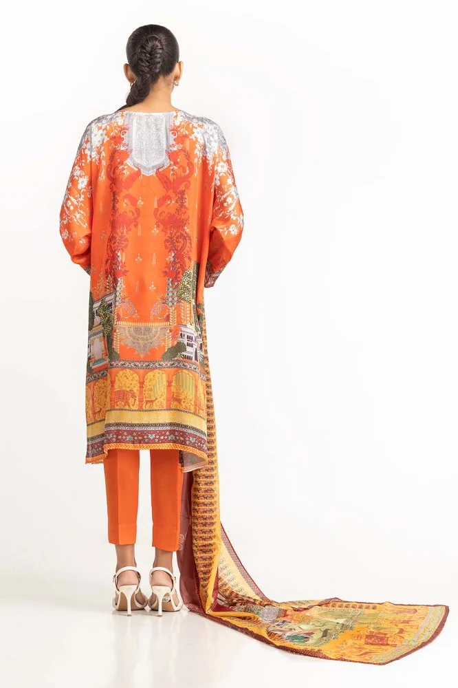 Digital Print Shamose Silk Embroidered Suit - Image 4