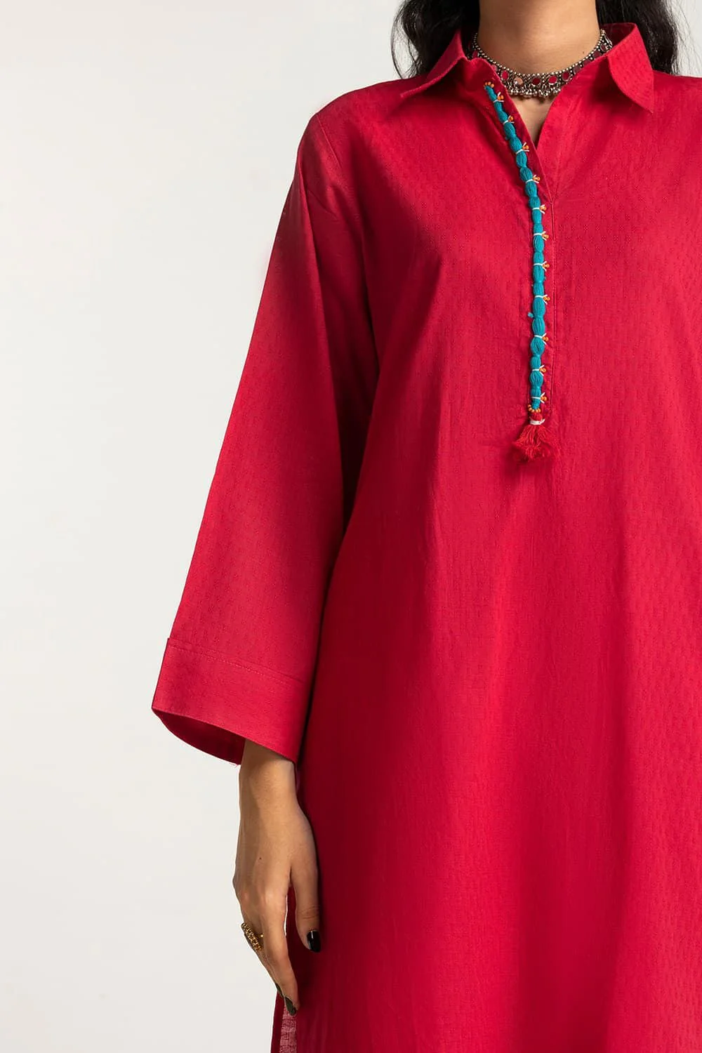 Dobby Dyed Embellished Shirt And Trouser - Image 3