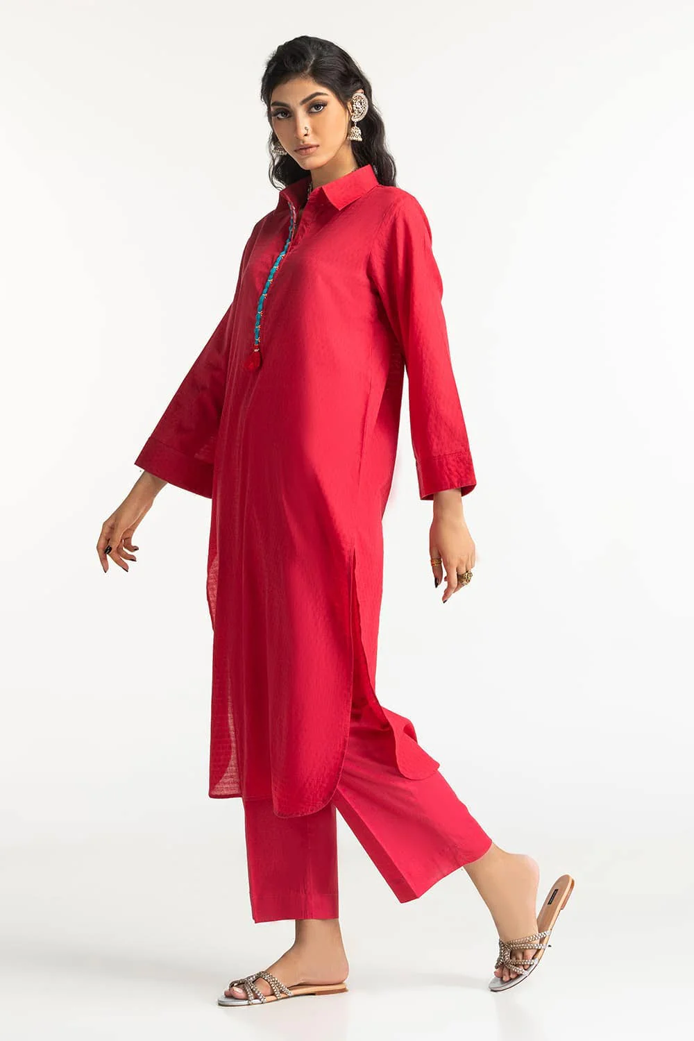 Dobby Dyed Embellished Shirt And Trouser - Image 4