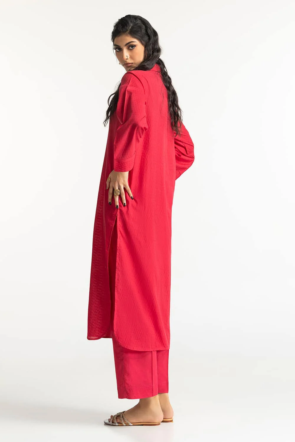 Dobby Dyed Embellished Shirt And Trouser - Image 5
