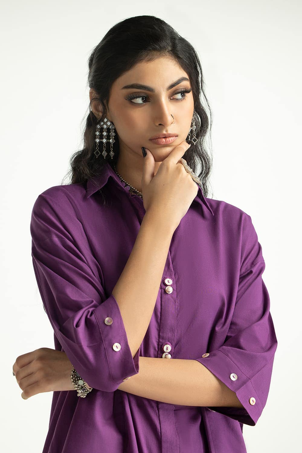 Dobby Dyed Embellished Shirt And Trouser - Image 3