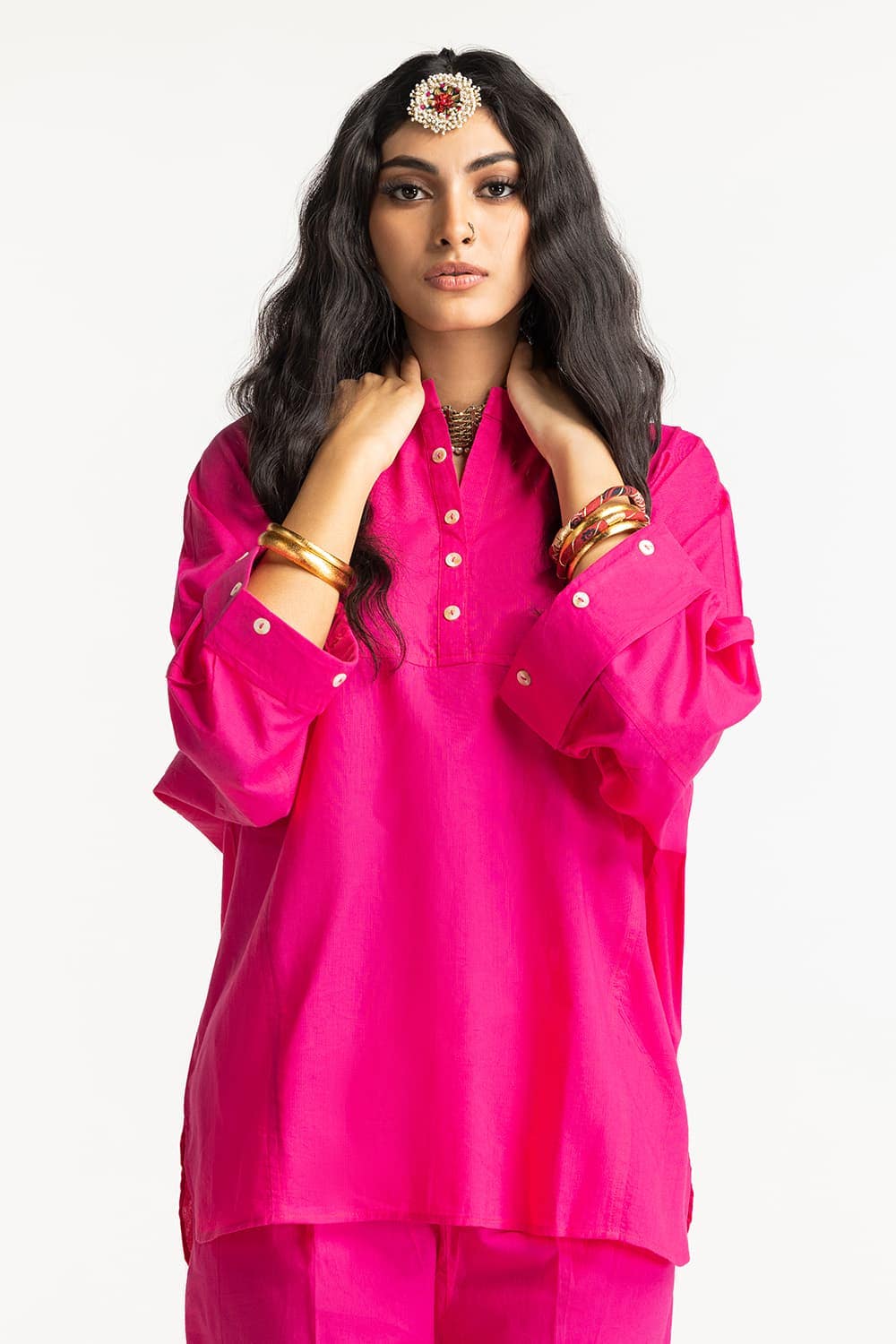 Dobby Dyed Embellished Shirt And Trouser - Image 3