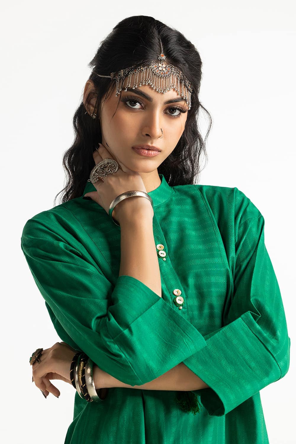 Dobby Dyed Embellished Shirt And Trouser - Image 3