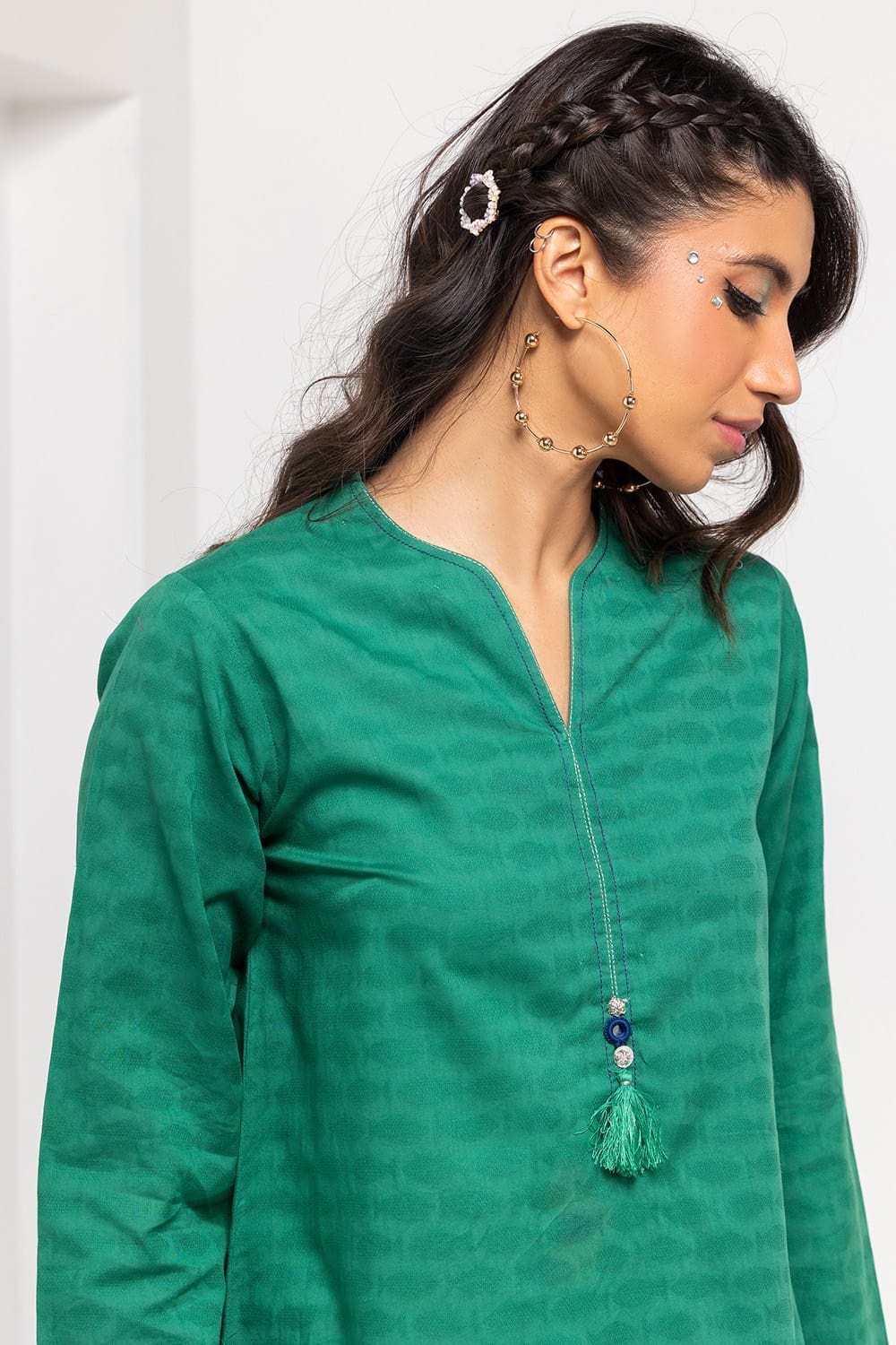 Dobby Dyed Embellished Shirt - Image 2