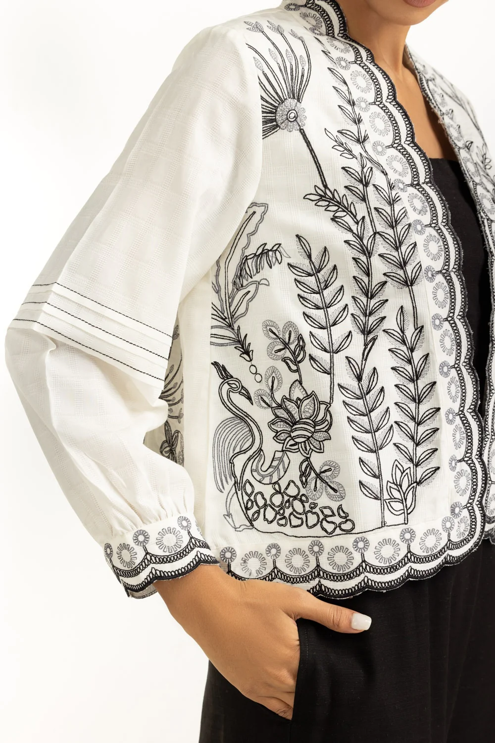 Dobby Embroidered Waist Coat - Image 3