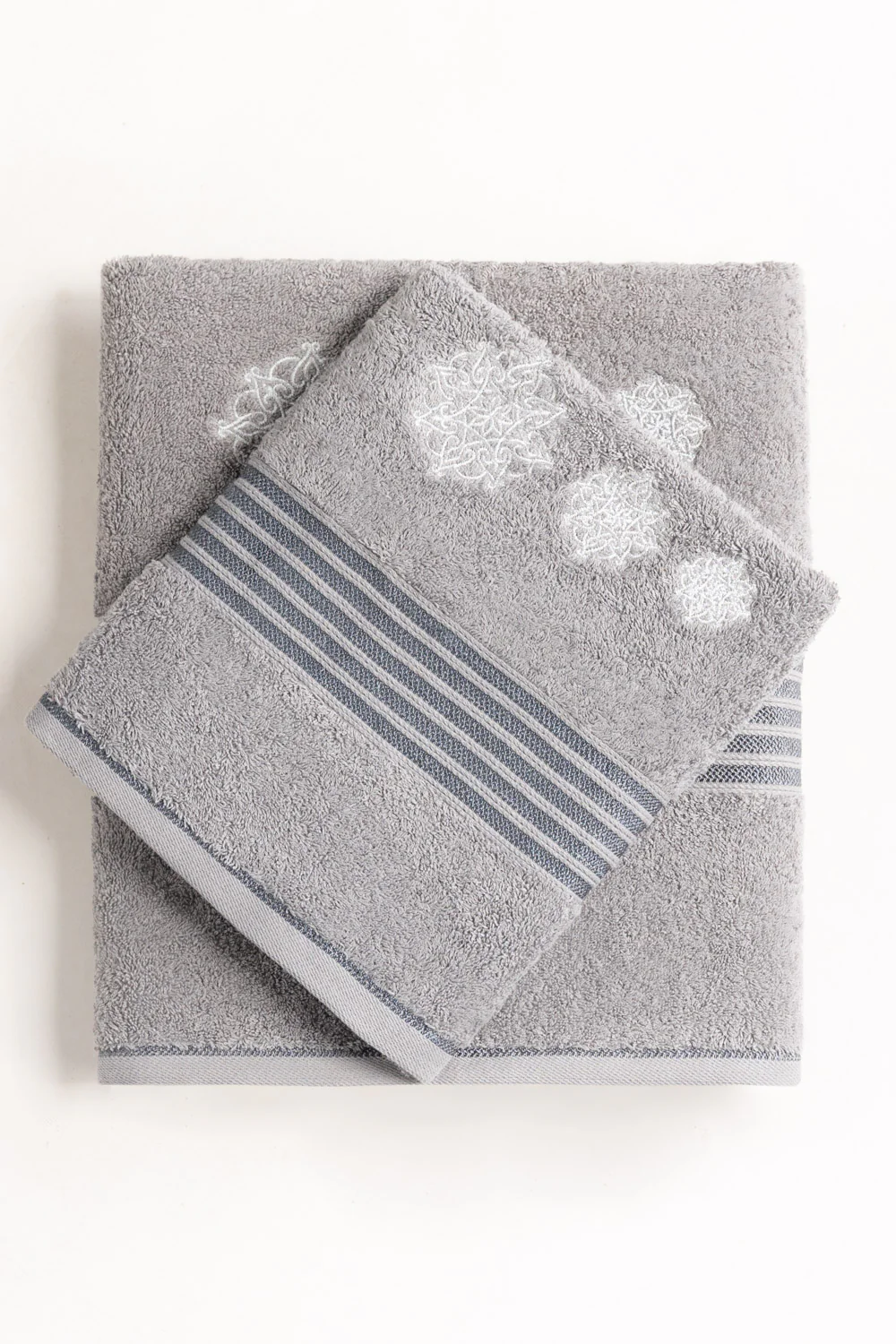 Dove Grey Embroidered Towel