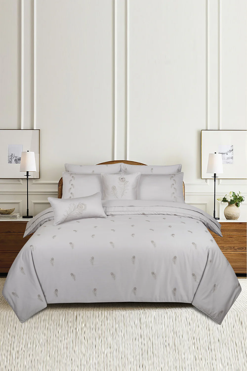 Dove T-400 Embroidered Quilt Cover Set - Image 5