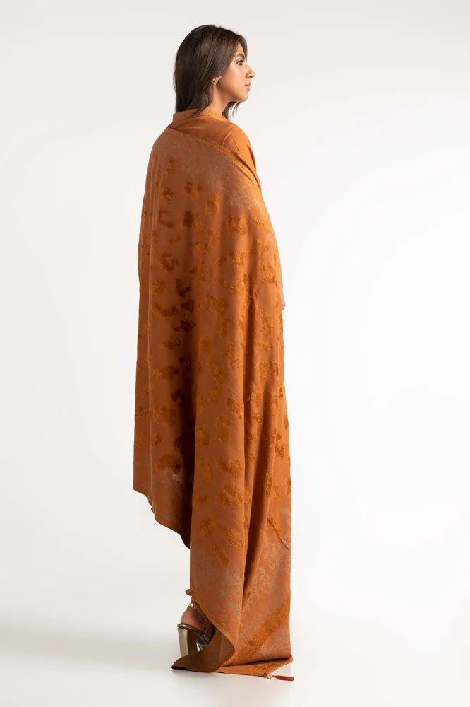 Dyed Acrylic Viscose Shirt With Velvet Jacquard Shawl - Image 5