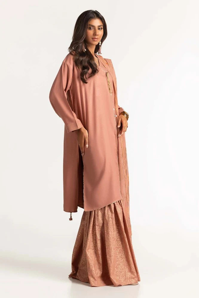 Dyed Arcylic Viscose Shirt With Shawl - Image 3