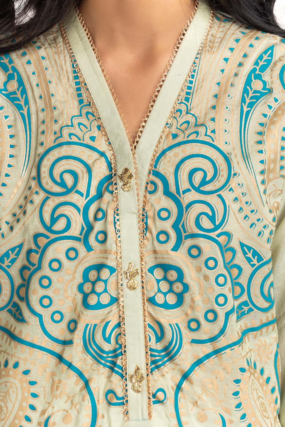 Dyed Cotton Silk Screen Printed Kurti - Image 5