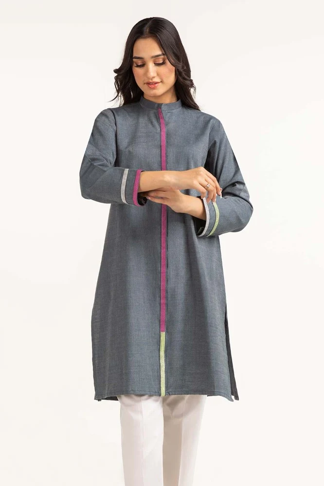 Dyed Cotton Yarn Dyed Embroidered Shirt - Image 2