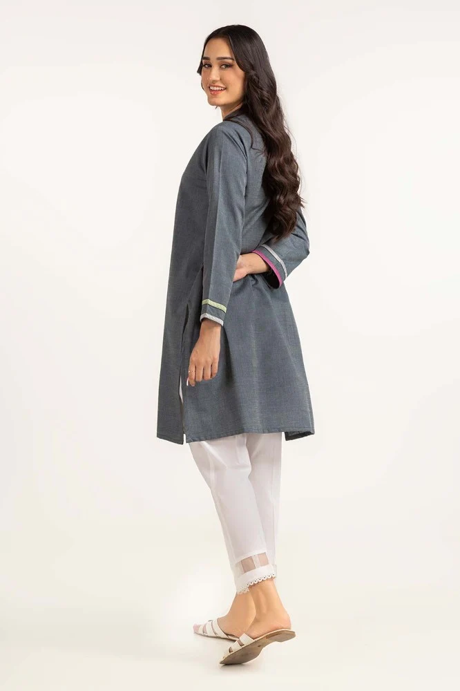 Dyed Cotton Yarn Dyed Embroidered Shirt - Image 3