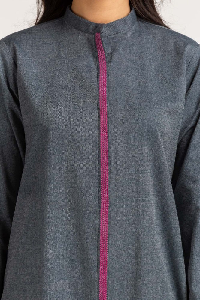Dyed Cotton Yarn Dyed Embroidered Shirt - Image 4