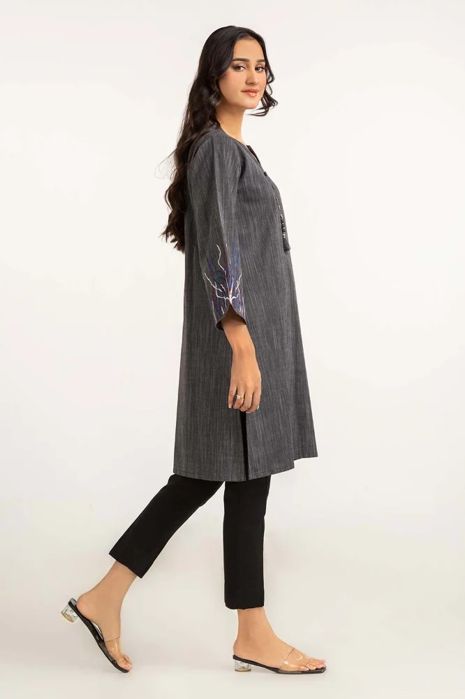 Dyed Cotton Yarn Dyed Embroidered Shirt - Image 4