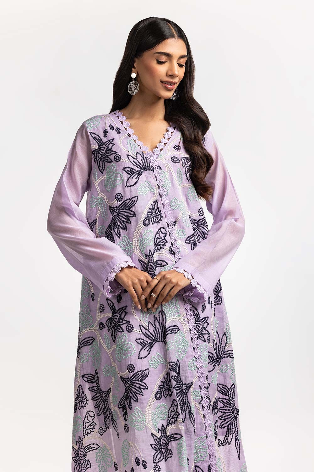 Dyed Cottonsilk Embroidered Shirt - Image 3