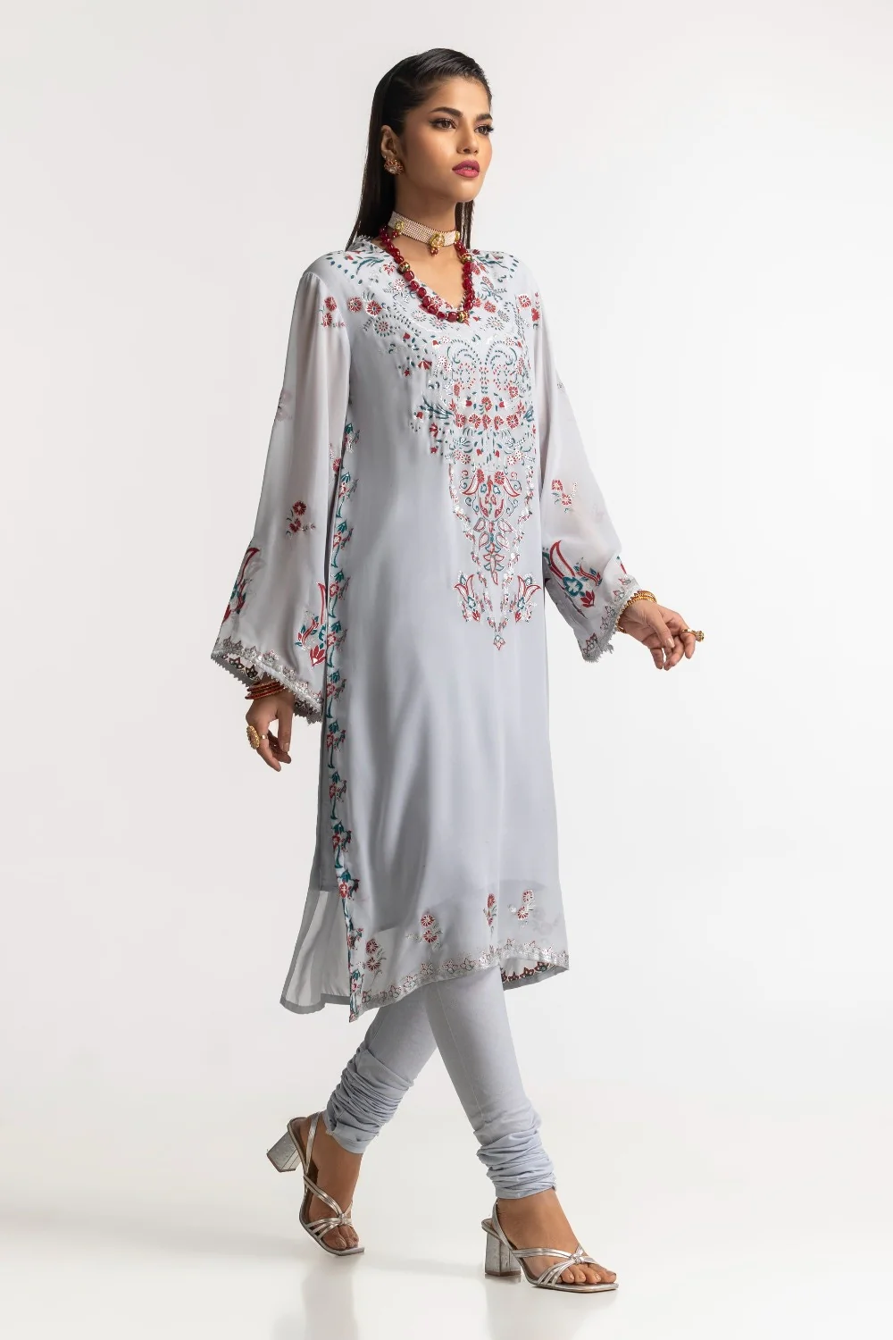 Dyed Foil Print Light Georgette Shirt - Image 3
