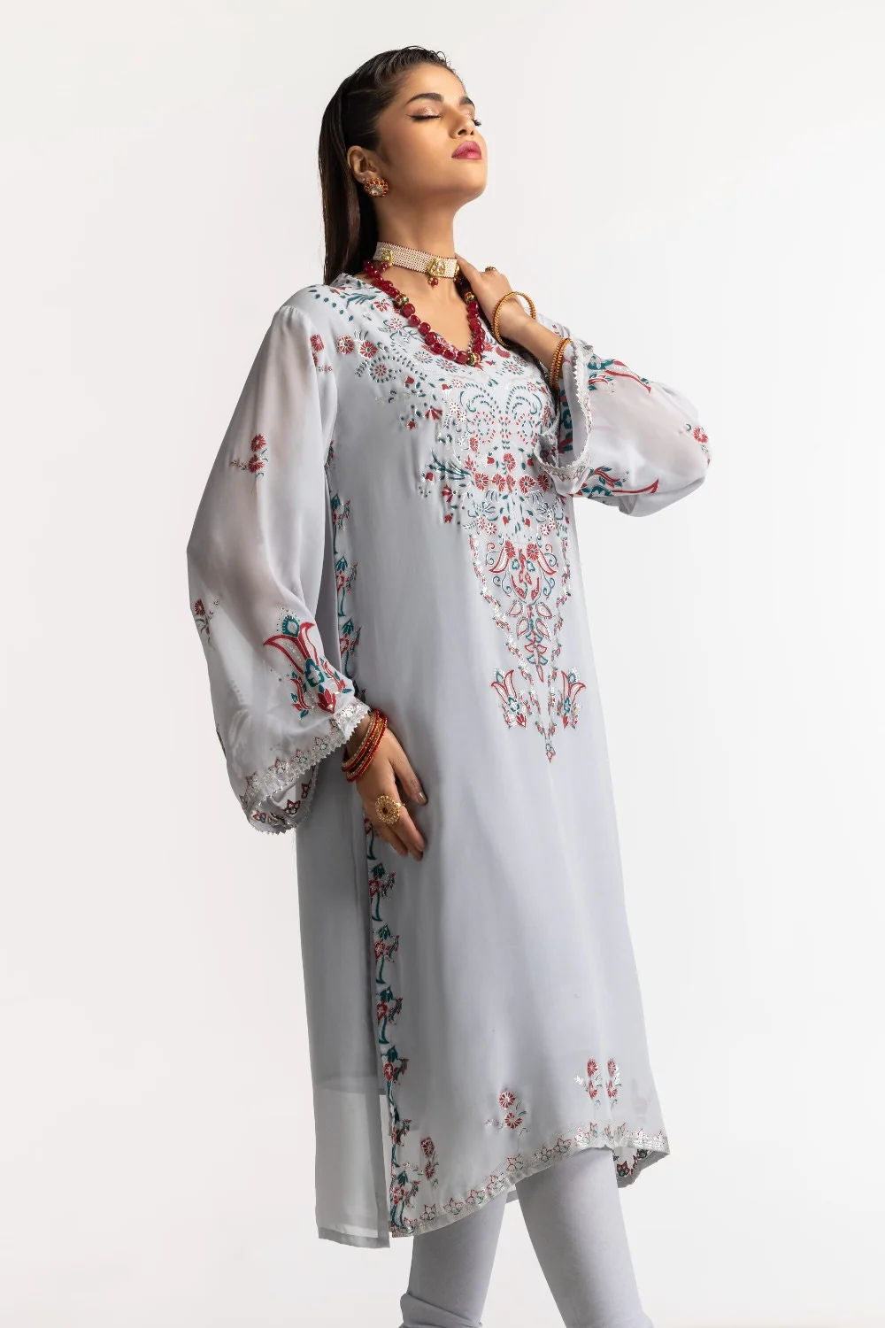 Dyed Foil Print Light Georgette Shirt - Image 4