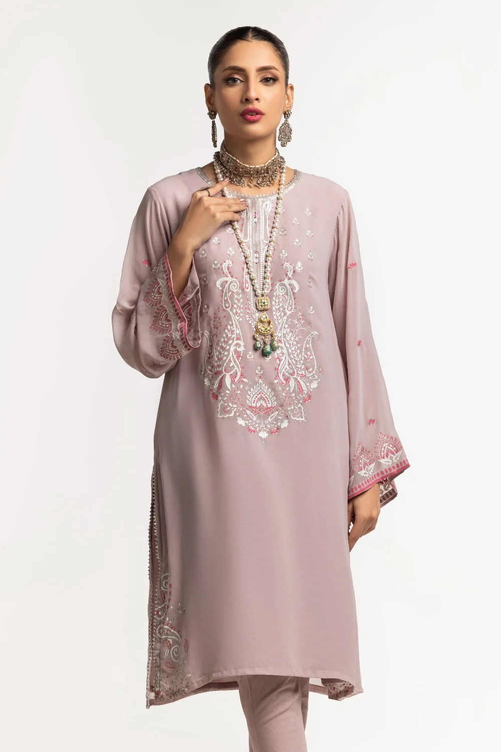 Dyed Foil Print Light Georgette Shirt - Image 2