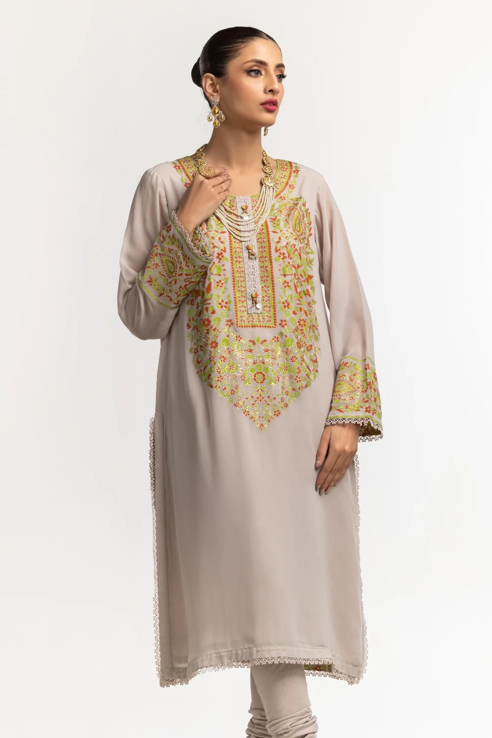 Dyed Foil Print Light Georgette Shirt - Image 2