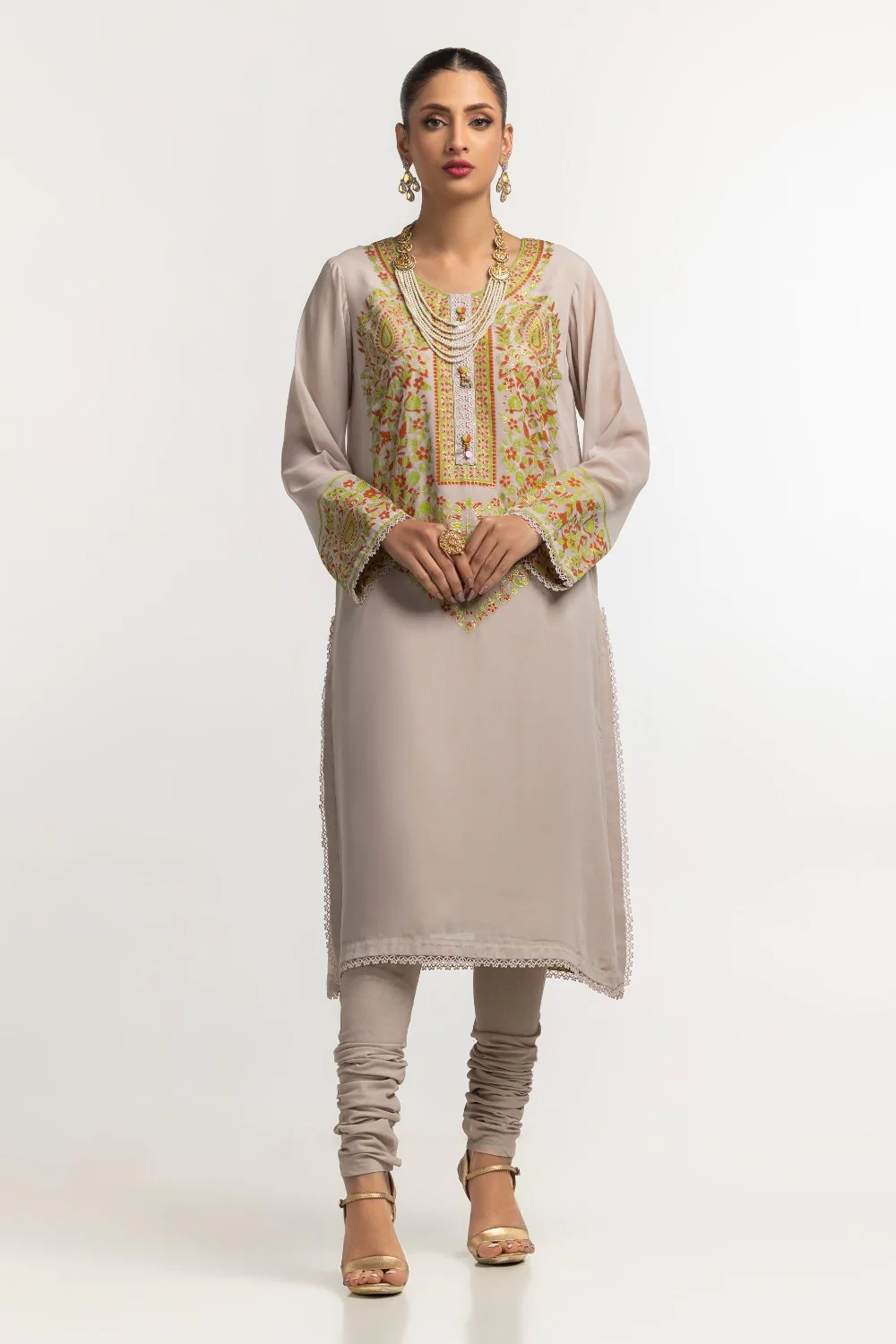 Dyed Foil Print Light Georgette Shirt - Image 4