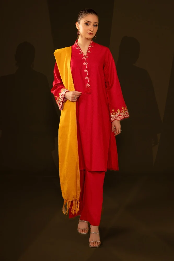 Dyed Jacquard Dupatta - Image 2