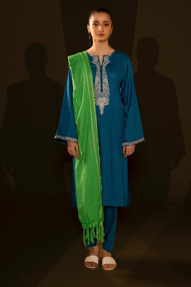Dyed Jacquard Dupatta - Image 2