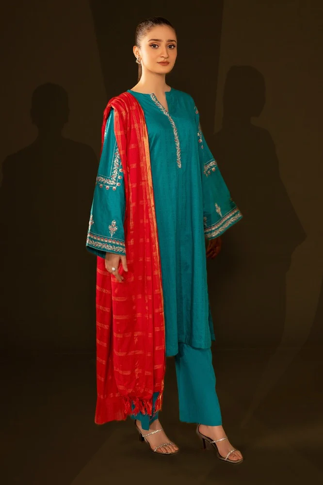 Dyed Jacquard Dupatta - Image 3