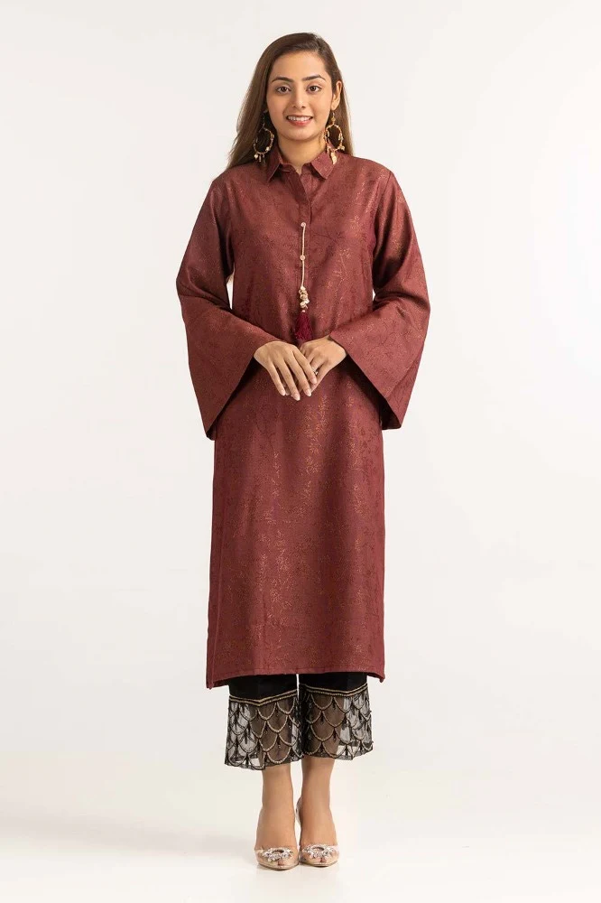 Dyed Jacquard Embellished Shirt - Image 3